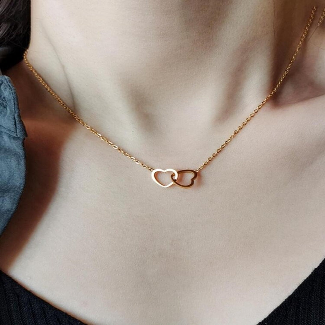 Double Heart Connected Pendant Chain in 925 Silver