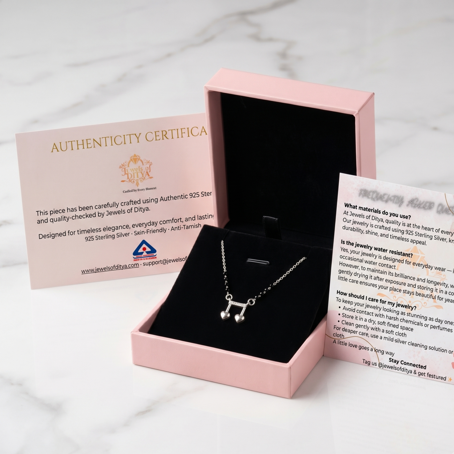925 Silver Musical Heart Mangalsutra | Jewels of Ditya