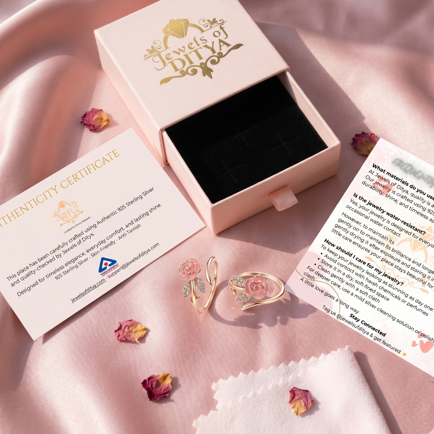 Adjustable Rose Gold Pink Rose Toe Ring | 925 Silver