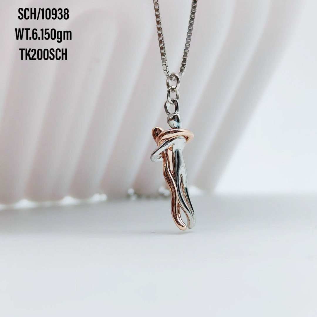 Couple Hug Pendant Chain in 925 Silver