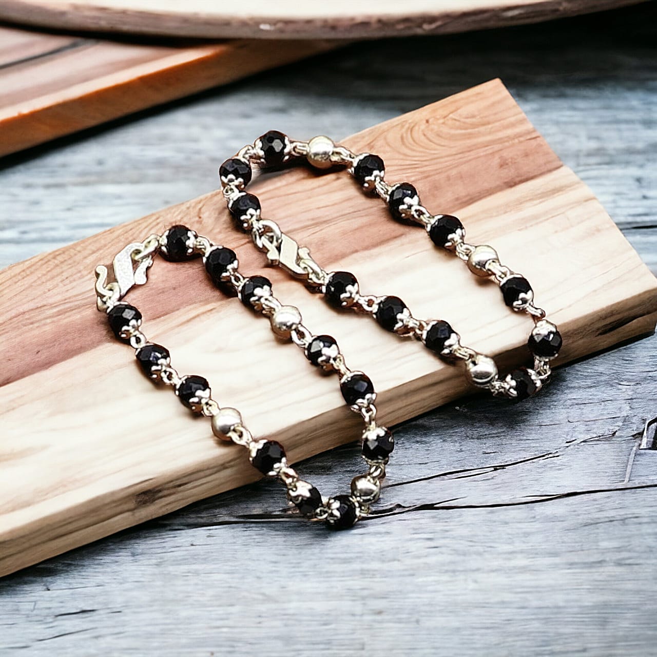 Elegant Black and Silver Beaded Nazaria for Babies