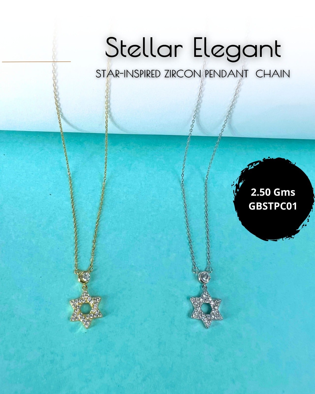 Elegent Star inspired zircon pendant chain