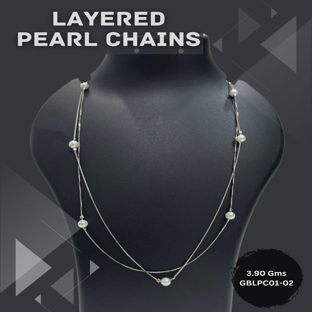 Sterling 925 silver Layered pearl chain