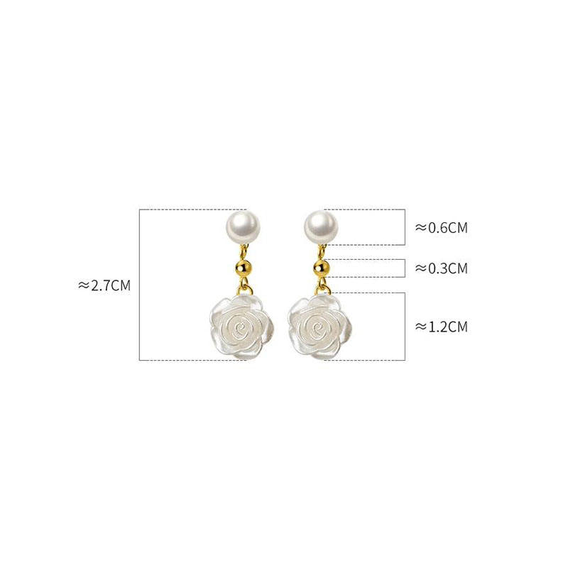 925 Sterling Silver Pearl Camellia Flower Earrings – Elegant Floral Studs