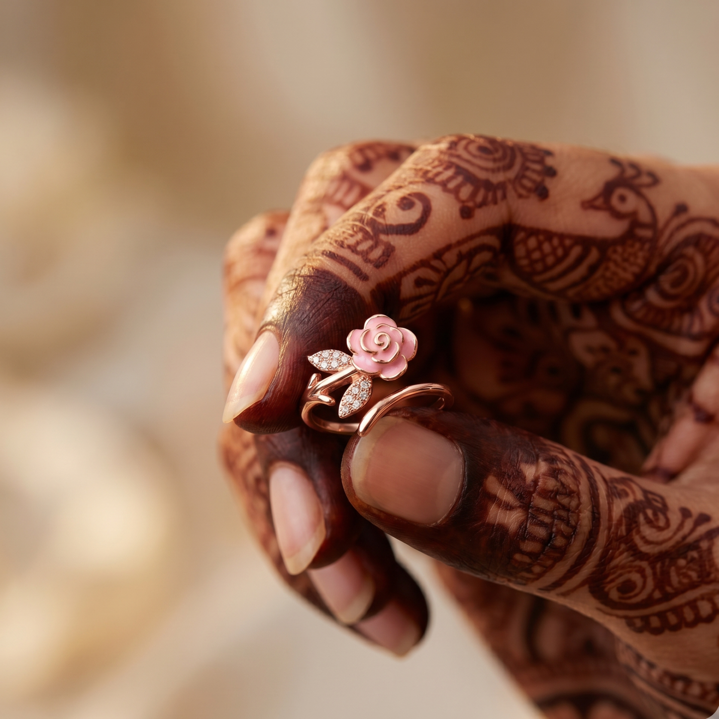Adjustable Rose Gold Pink Rose Toe Ring | 925 Silver