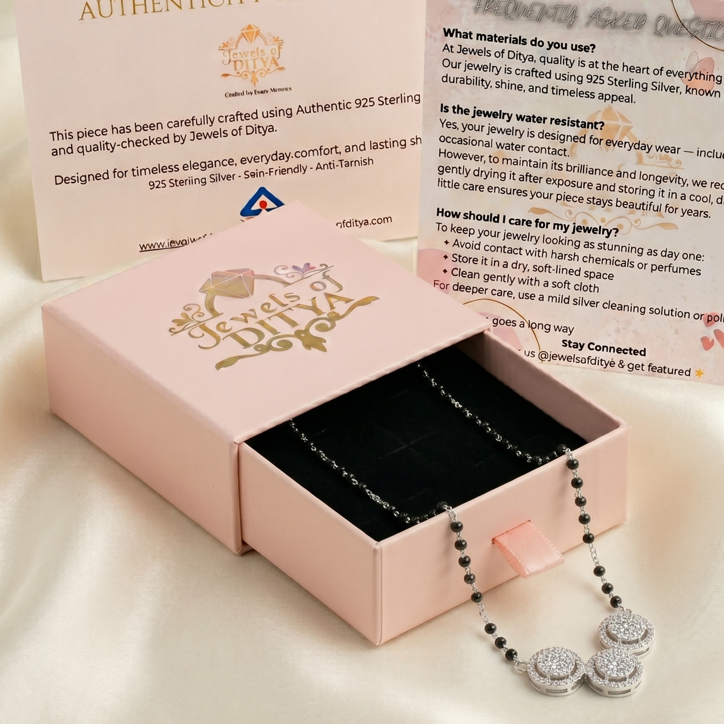 Modern 925 Silver Triple Halo Mangalsutra