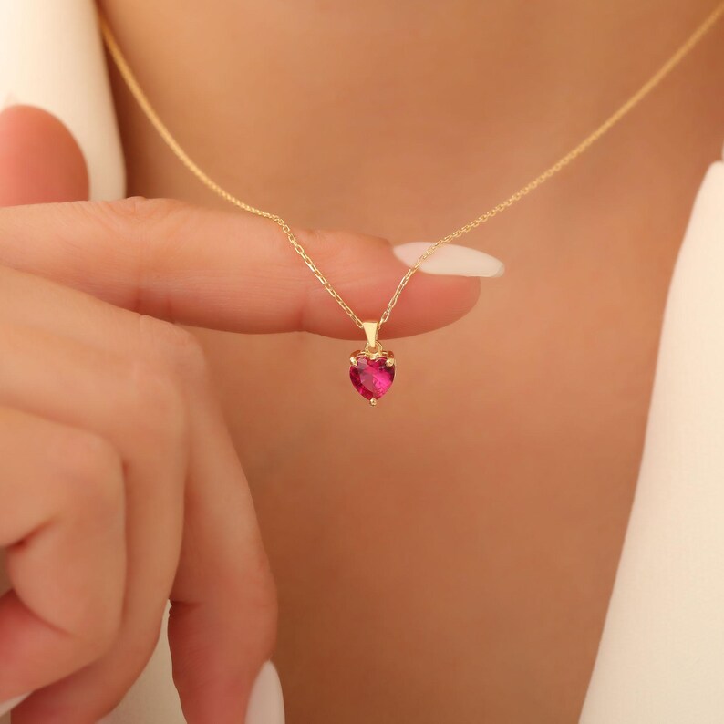Radiant Ruby Heart Necklace - Gold Plated 925 Sterling Silver