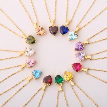 Radiant Ruby Heart Necklace - Gold Plated 925 Sterling Silver