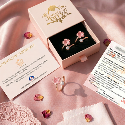 Adjustable Rose Gold Cherry Blossom & CZ Toe Ring | S925 Sterling Silver