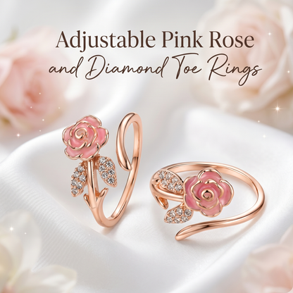 Adjustable Rose Gold Pink Rose Toe Ring | 925 Silver