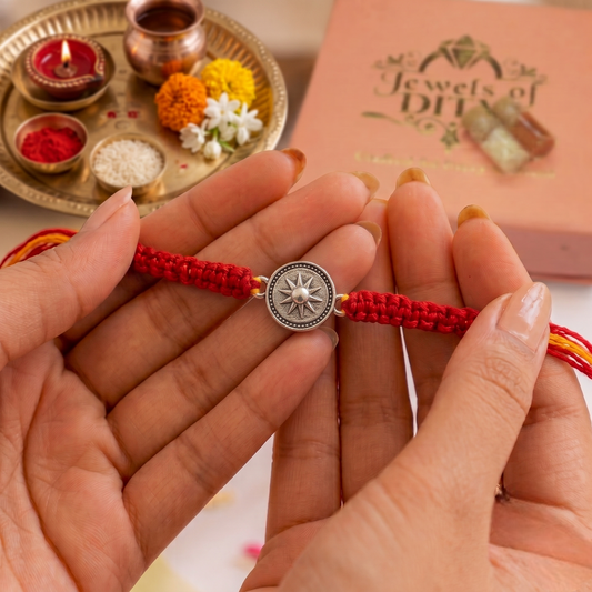 Oxidized 925 Sterling Silver Sunburst Rakhi | Vintage Handcrafted Silver Thread Bracelet