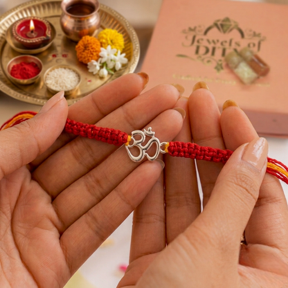 Minimalist 925 Sterling Silver Om Rakhi | Pure Silver Sacred Thread Bracelet