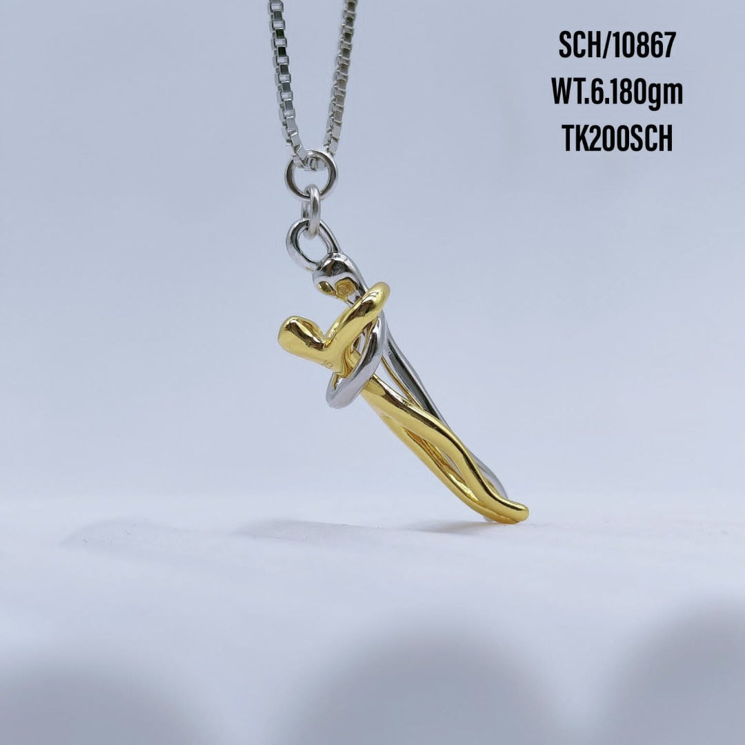 Couple Hug Pendant Chain in 925 Silver