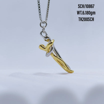 Couple Hug Pendant Chain in 925 Silver