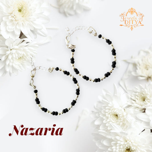 Beautiful Black and Silver Beaded Nazaria for Babies