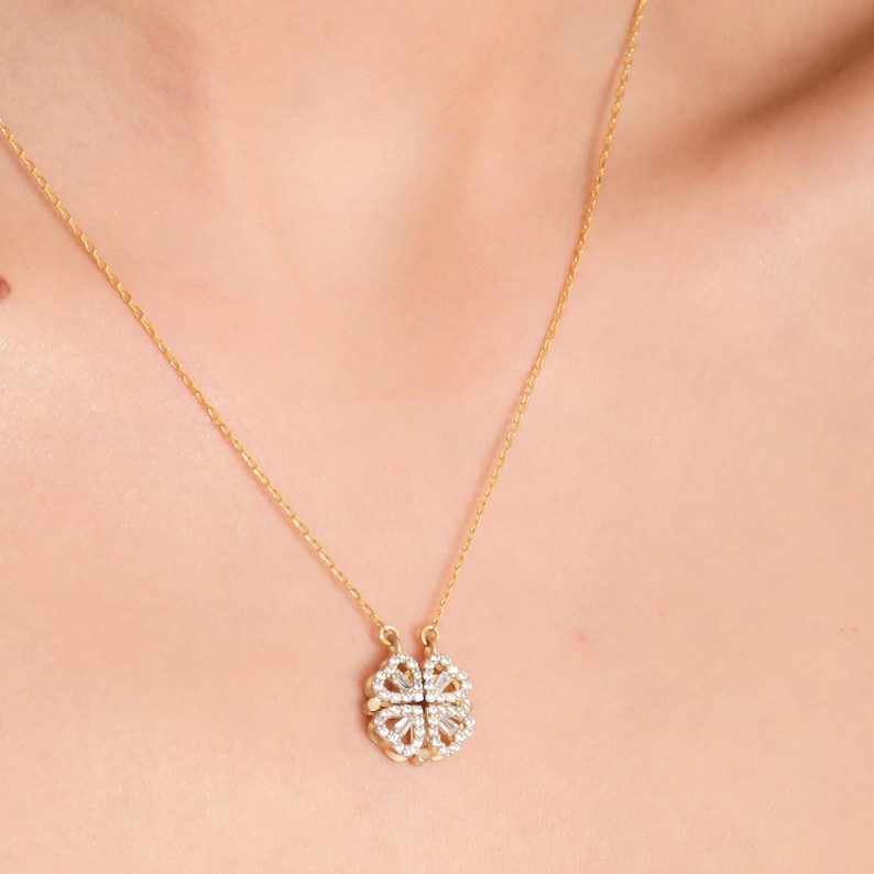2-in-1 Lucky Clover Magnetic Pendant - Gold Plated S925 Silver