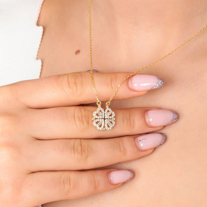 2-in-1 Lucky Clover Magnetic Pendant - Gold Plated S925 Silver
