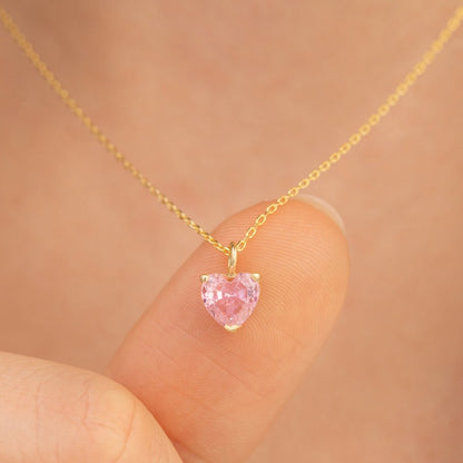 Radiant Ruby Heart Necklace - Gold Plated 925 Sterling Silver