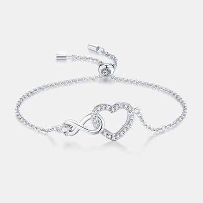 Heart-Cut Moissanite Tennis Bracelet in Authentic S925 Silver