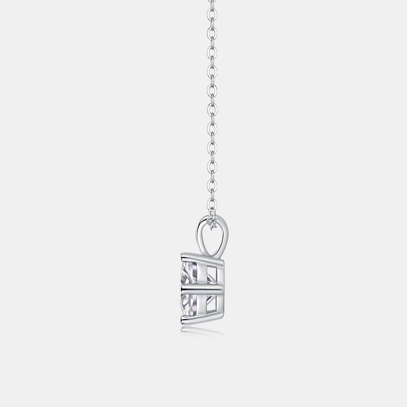 925 Sterling Silver 2CT Moissanite Necklace | Round VVS Solitaire Pendant