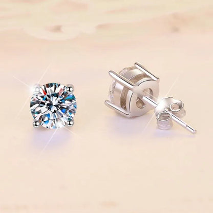 GRA Certified VVS1 Moissanite Solitaire Studs - 925 Sterling Silver
