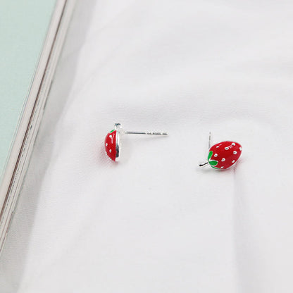 925 Sterling Silver Strawberry Stud Earrings combine