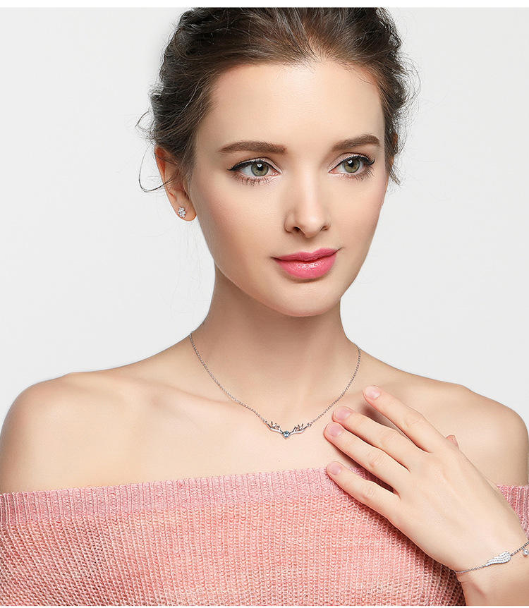 Pure 925 Silver Deer Heart Necklace