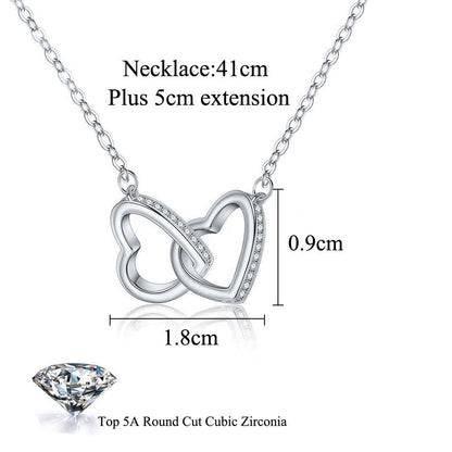 Eternal Love Double Heart Pendant – Sparkling Zirconia & 925 Sterling Silver Necklace