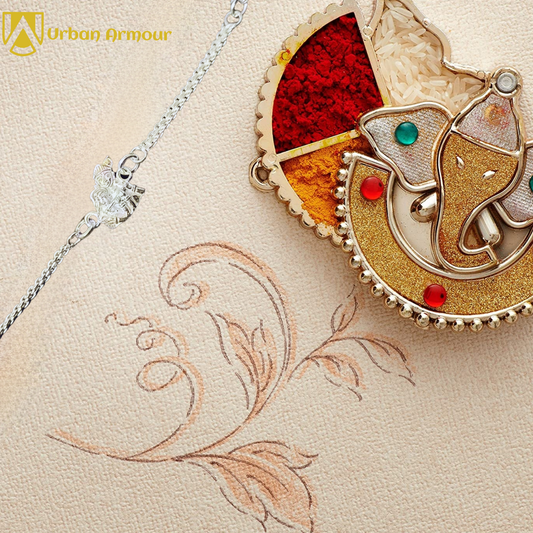 Radha Krishna Symbol Silver Rakhi By Urban Armour