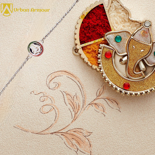 Ganesha Symbol Silver Rakhi By Urban Armour